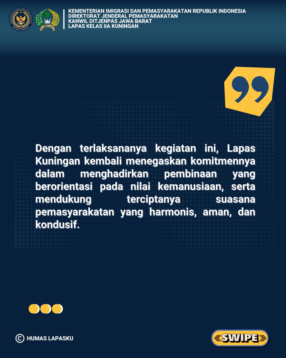 Pererat Silaturahmi di Bulan Ramadhan, Lapas Kuningan Gelar Kunjungan dan Buka Puasa Bersama Warga Binaan

#PemasyarakatanBerdampak
#LapasKuningan
#SukarnoAli