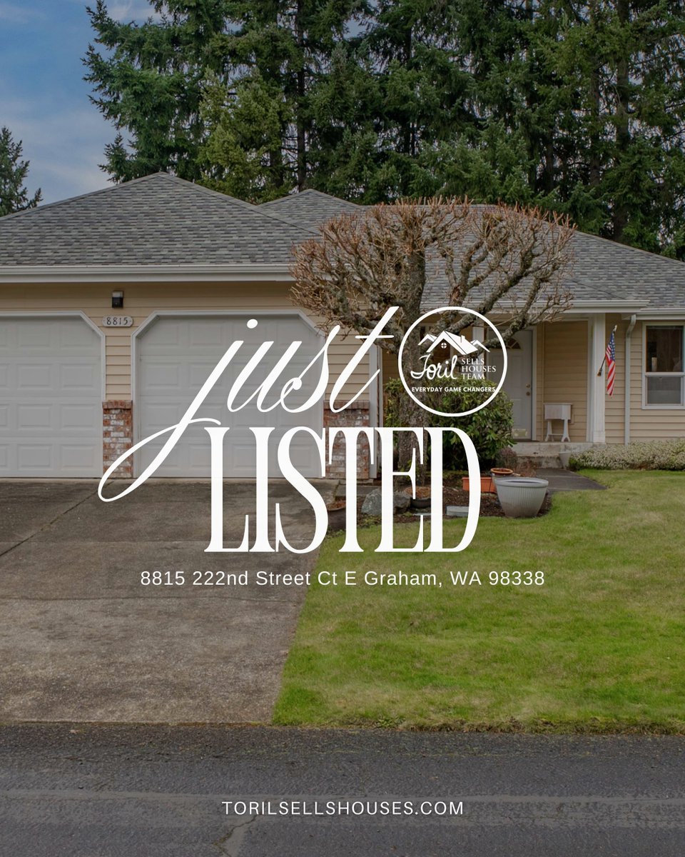 TorilSchoepfer's tweet image. 2BR + Den (easy 3rd!) in gated Graham community 🔥🏡

🏡 Open House: Feb 28 | 12–2PM
📍 8815 222nd St Ct E
Updated kitchen, Murphy bed, 2-car garage, A/C, tankless WH, big patio + fenced yard. Move-in ready.
📲 253-350-2638
🔗 torilsellshouses.com

#JustListed #GrahamWA