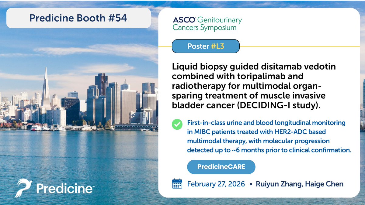 predicine's tweet photo. New data at #ASCOGU

Today, Predicine is presenting six studies advancing integrated blood and urine liquid biopsy across the cancer care continuum.

📍 Visit us at Booth #54

📅 Schedule a meeting with our team: 
https://t.co/d85DjLSYLz https://t.co/lljhuEtAif