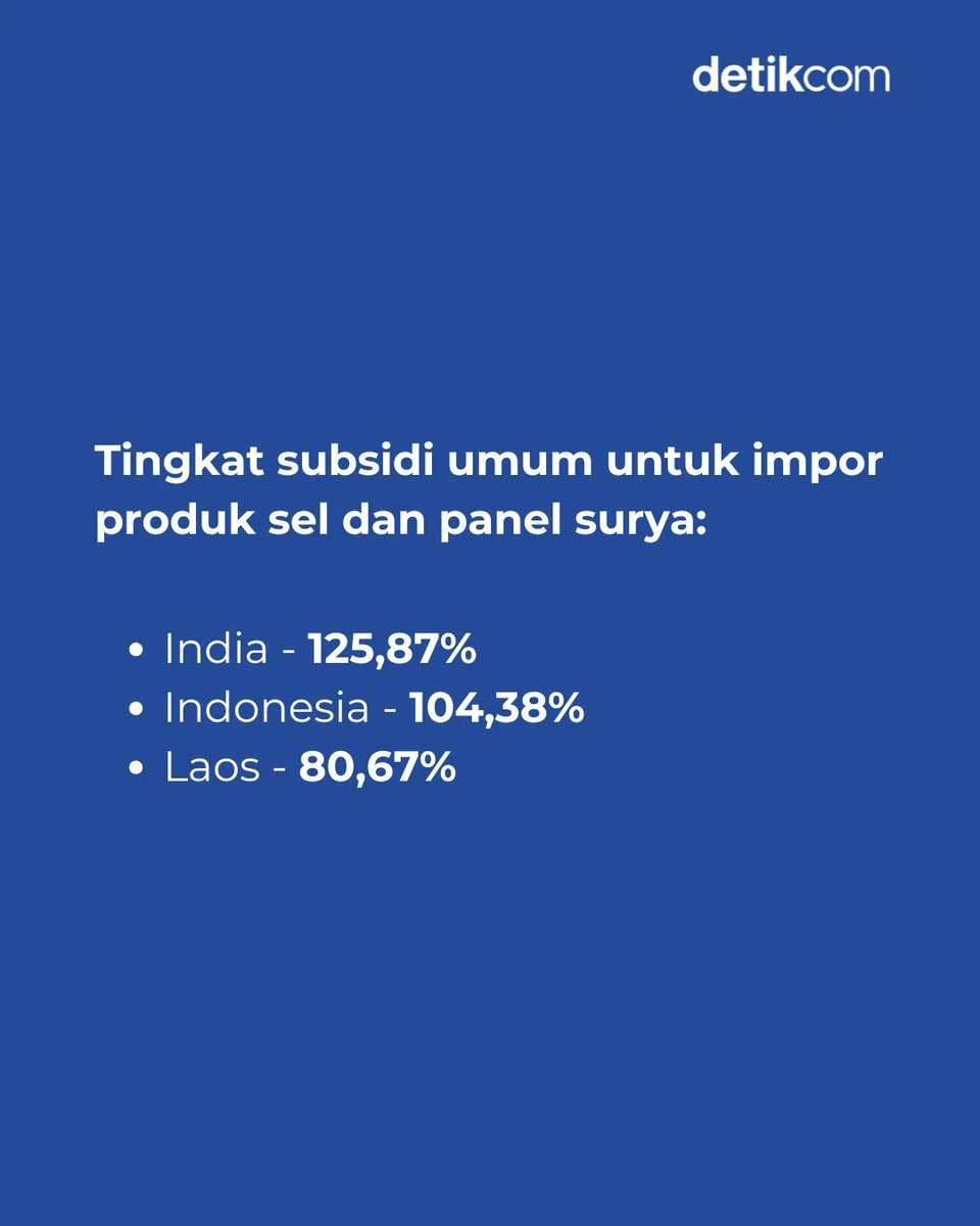 detikfinance's tweet image. #AS tiba-tiba mengenakan tarif sangat tinggi hingga sekitar 104 % atas #impor dari #Indonesia dalam langkah terbaru kebijakan perdagangan. Kebijakan ini bagian dari upaya AS melindungi industri dalam negerinya di tengah ketegangan dagang. 🇺🇸⚡🇮🇩

Foto: Reuters/Kenny Holston