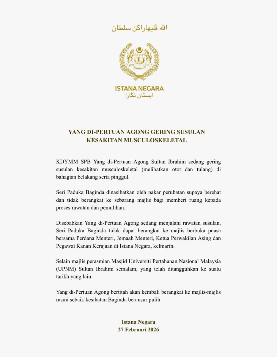 amerhadiazmi's tweet photo. Istana Negara - the King is ill https://t.co/w9DYNrpJYq