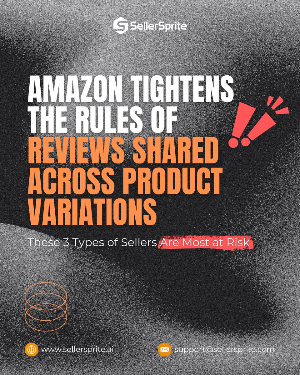 SellerSprite_EN's tweet image. ⚠️Amazon announces to stop sharing reviews across variations unless differences are minor and do not change core functionality, starting Feb 12, 2026. If you rely on parent child review sharing, conversion could take a hit. #AmazonUpdates #AmazonFBA #AmazonSeller
