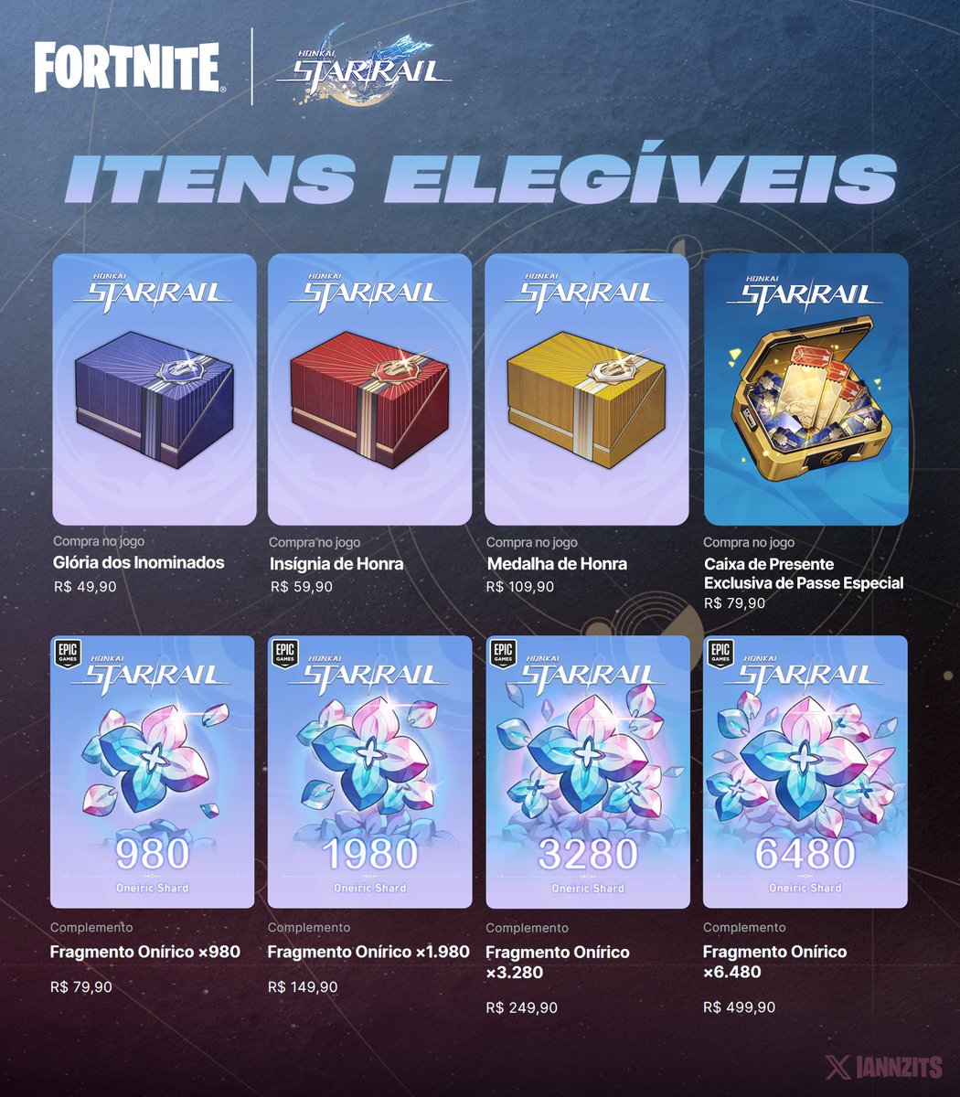 🌠 HONKAI: STAR RAIL | FORTNITE — Compre um item elegível em Honkai: Star Rail na Epic Games Store e obtenha o traje Blade, Caçador de Stellaron no Fortnite como brinde!

ITENS ELEGÍVEIS:
· Glória dos Inominados
· Insígnia de Honra
· Medalha de Honra
· Caixa de Presente Exclusiva