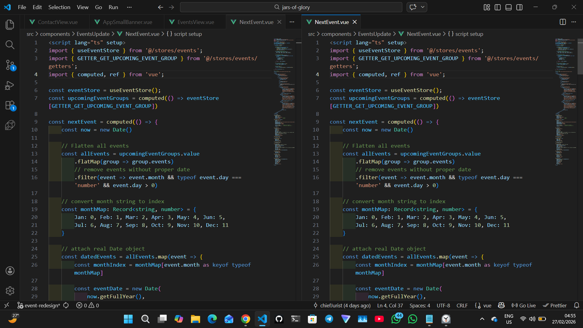 chiefJurist's tweet photo. Splitting the tab on VSCode divides your screen into two, while duplicating the tab opens a full width of the tab on another window.

It would be nice to be able to duplicate your tab in a way that it's on the same window and has a full width. @code https://t.co/Ibv7Iz0LhI