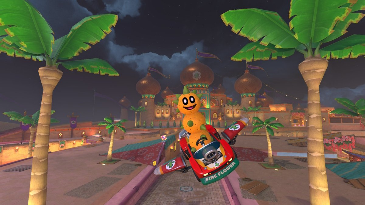 Cheese__Plays's tweet photo. “It’s so nice to visit the palace for the night!” 🌵🏰
#Pokey #サンボ #MarioKartWorld https://t.co/UWN4ZALMBw