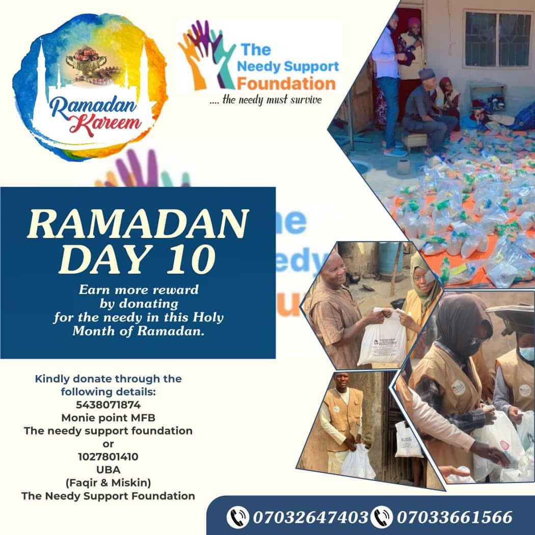 muhammadbeen1's tweet photo. Today is the 10th day of Ramadan, The Needy Support Foundation needs sponsorship for its Ramadan outreach as it has been our yearly activity to carryout raw food distribution to the most vulnerable https://t.co/at7Bqyfrxw