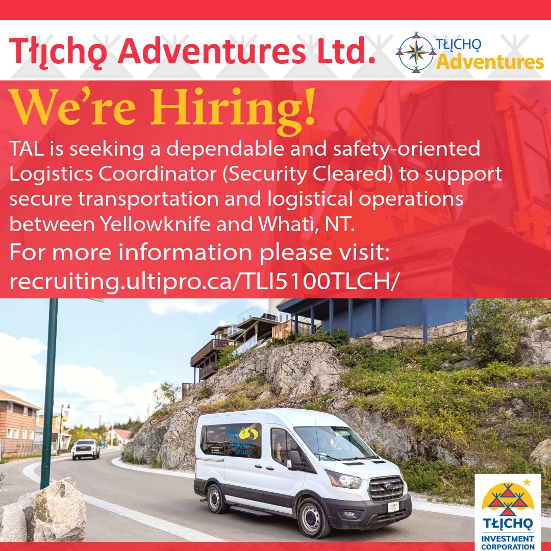Tlichoic's tweet photo. New Job Posting Available! -  Logistics Coordinator (TAL - Yellowknife, NT)

Learn more and apply here: https://t.co/rm5wJpM5FP https://t.co/6O1vBmDqyL