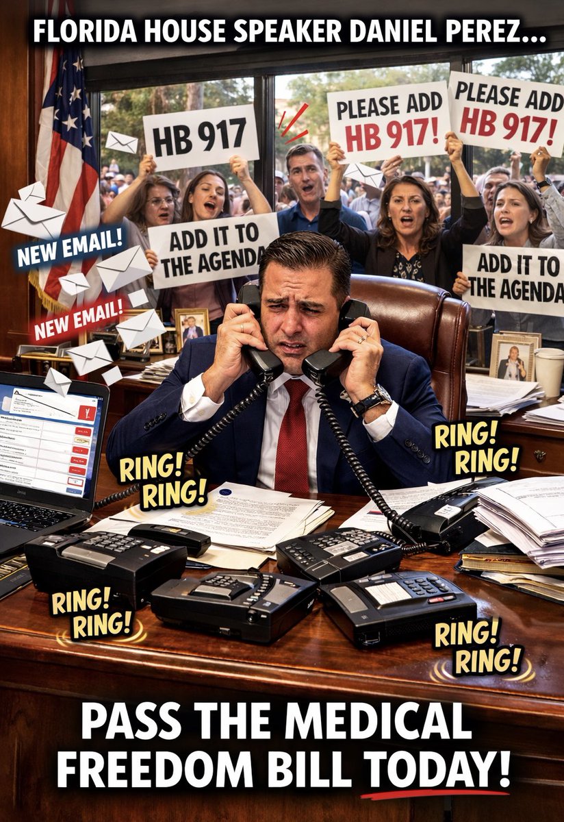 JustinWeRchange's tweet photo. This is the final push! It’s time to end vaccine mandates if we are truly the FREE state of Florida! 

Contact House Speaker Daniel Perez and demand we advance the Medical Freedom bill - HB 917! 

📲: 850-717-5000 

💻: Daniel.Perez@flhouse.gov https://t.co/3rgNYB8ucW