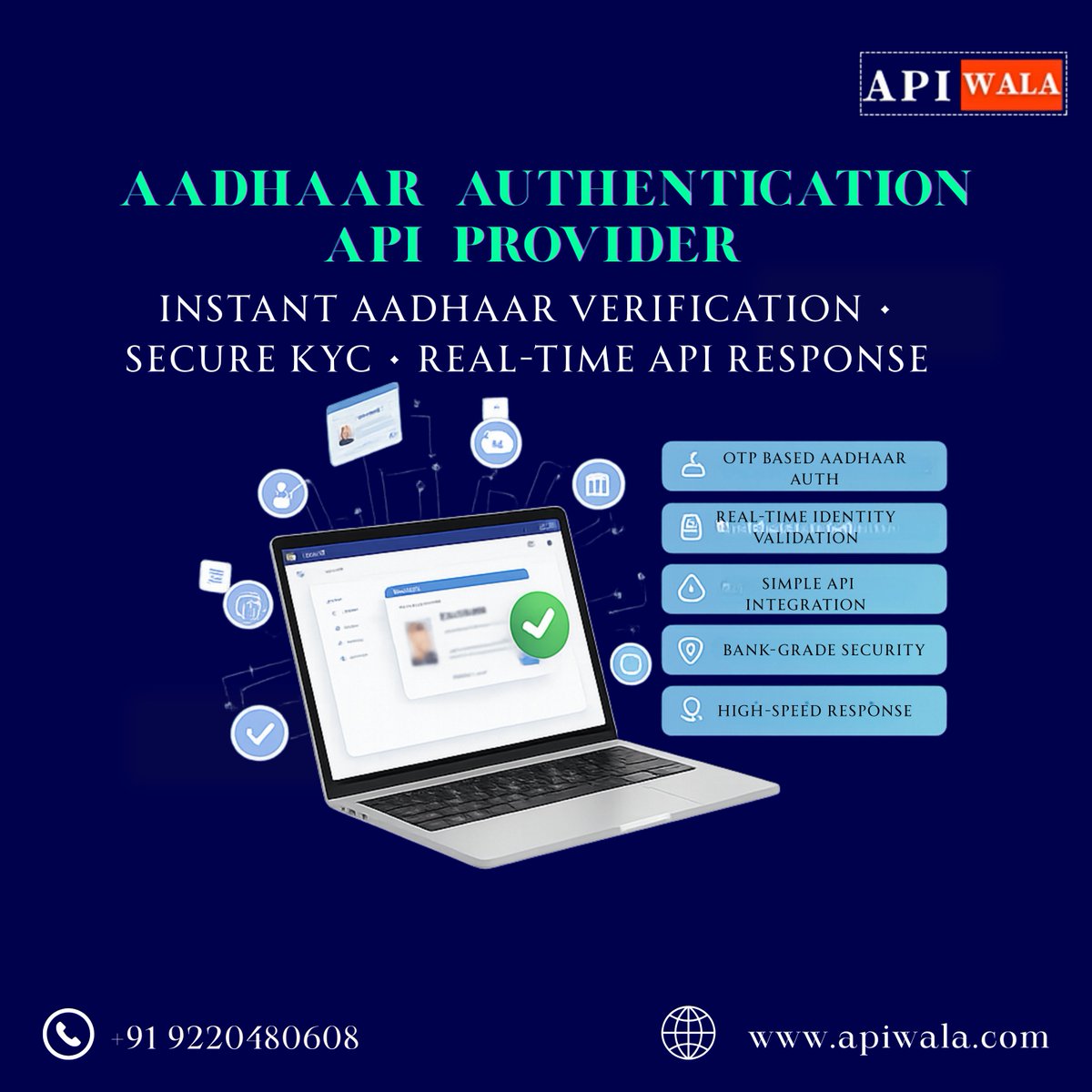 apiwala's tweet photo. 🆔 Aadhaar Authentication API Provider
Instant Aadhaar verification with secure KYC &amp; real-time API response.
🌐 https://t.co/BBXFwXAnXR
📞 +91 9220480608

#APIWALA #AadhaarAPI #KYCVerification #FintechIndia #APIIntegration #SecureAuthentication https://t.co/2e2OthVmwZ