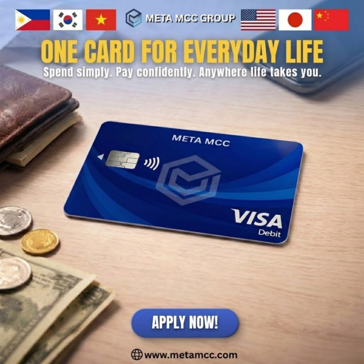 mcc_MADNESS's tweet photo. One Card for Everyday Life

Spend simply. Pay confidently. Anywhere life takes yo
META MCC Visa Debit gives you seamless global access to your funds — online, in-store, and at ATMs worldwide.

Apply now: https://t.co/4LZV8Q4X1A

#MetaMCC #VisaDebit #CryptoToCash #GlobalPayments https://t.co/MTUq4DINk6