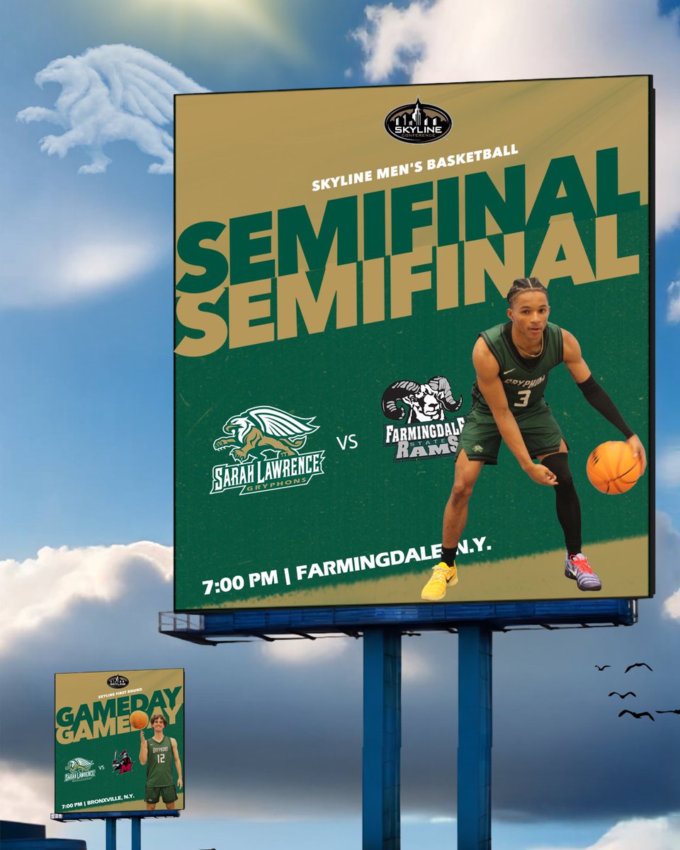SLCGryphons's tweet photo. SEMIFINAL GAME DAY!

@slcgryphonsmbb returns to action for a semifinal showdown with Farmingdale State on Friday night, facing off against the hosting Rams at 7:00 p.m. with a trip to the Championship Game on the line. Let's Go Gryphons!

#StrengthAndIntelligence
#GoGryphons https://t.co/F94BRClJFZ