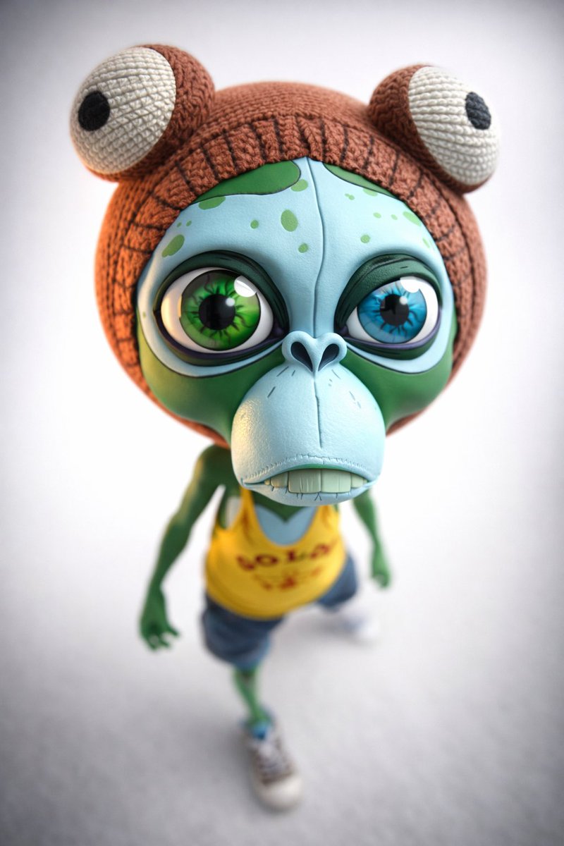 Moon Ape rocking the frog-eye beanie like it’s Fashion Week on Mars. 🐸👽

Edit prompt: <a href="/edizkan_/">Edizkan ⭕🦇</a>