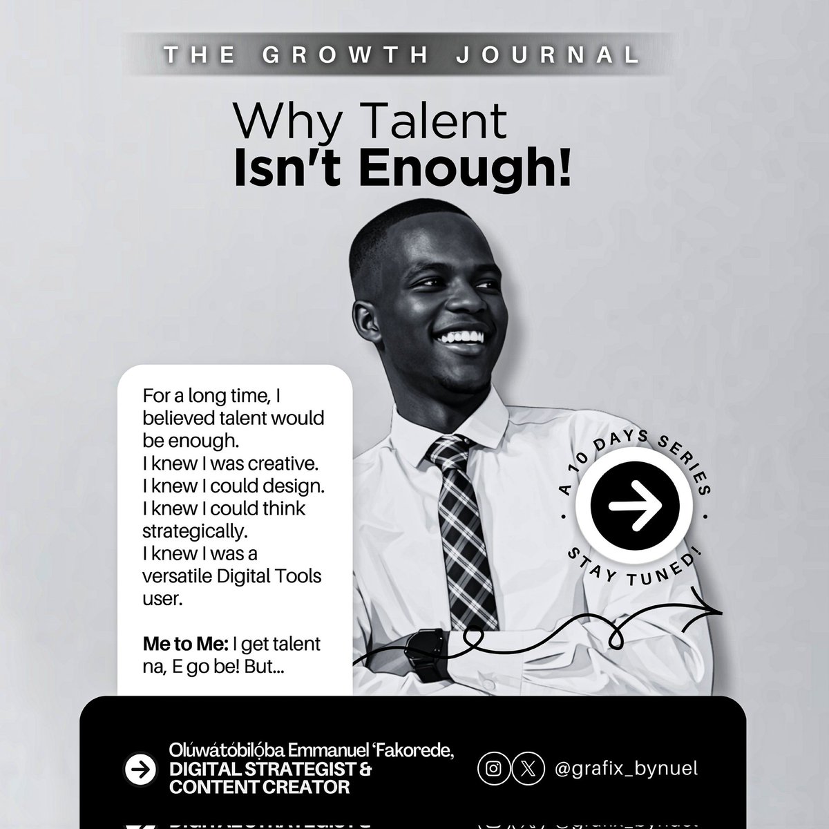 thenuelfakorede's tweet image. For a long time, I thought being creative was enough. I could think. I could design. I could execute. But growth taught me, there are some features &amp;amp; engagements needed to keep me in the opportunity room.

#TheGrowthJournal #DigitalStrategist #networking #community #grafix_bynuel