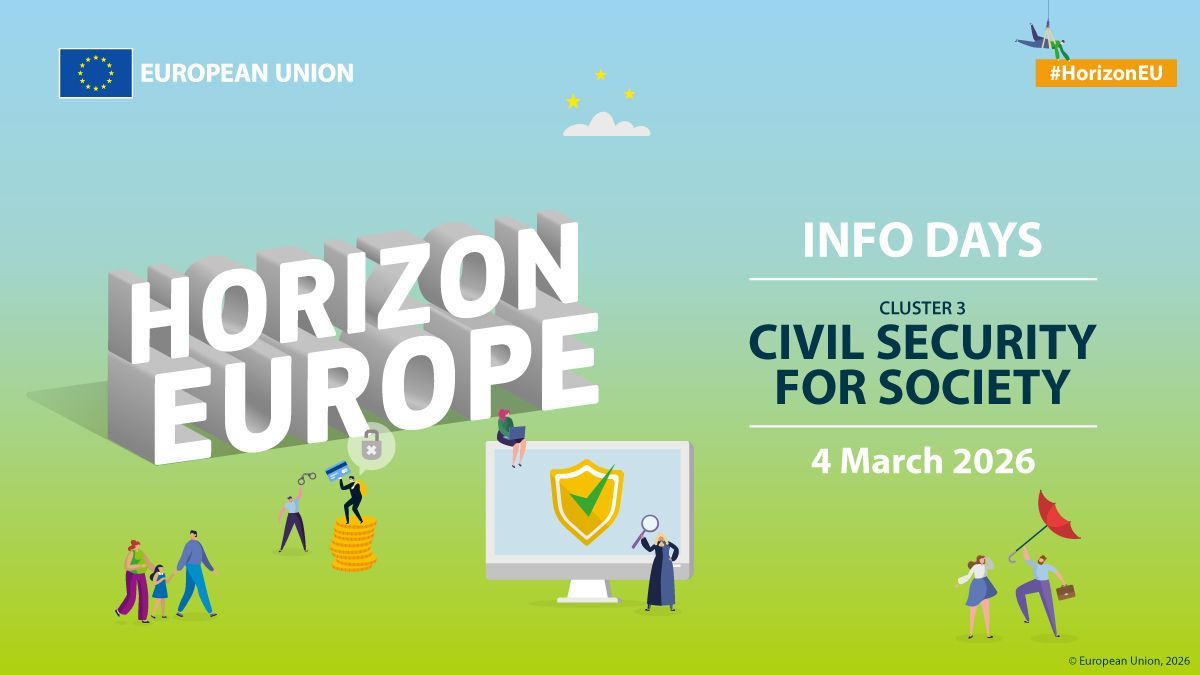 REA_research's tweet photo. 2026 #EUSecurityResearch funding?
On 4 March, we’ll unpack #HorizonEU Cluster 3: tips, networking and key focus areas.
The on-site participation of the info day is fully booked, but you can join online.
Check the agenda and register now: https://t.co/o5ssJMnyAS https://t.co/GIswVDVDXQ