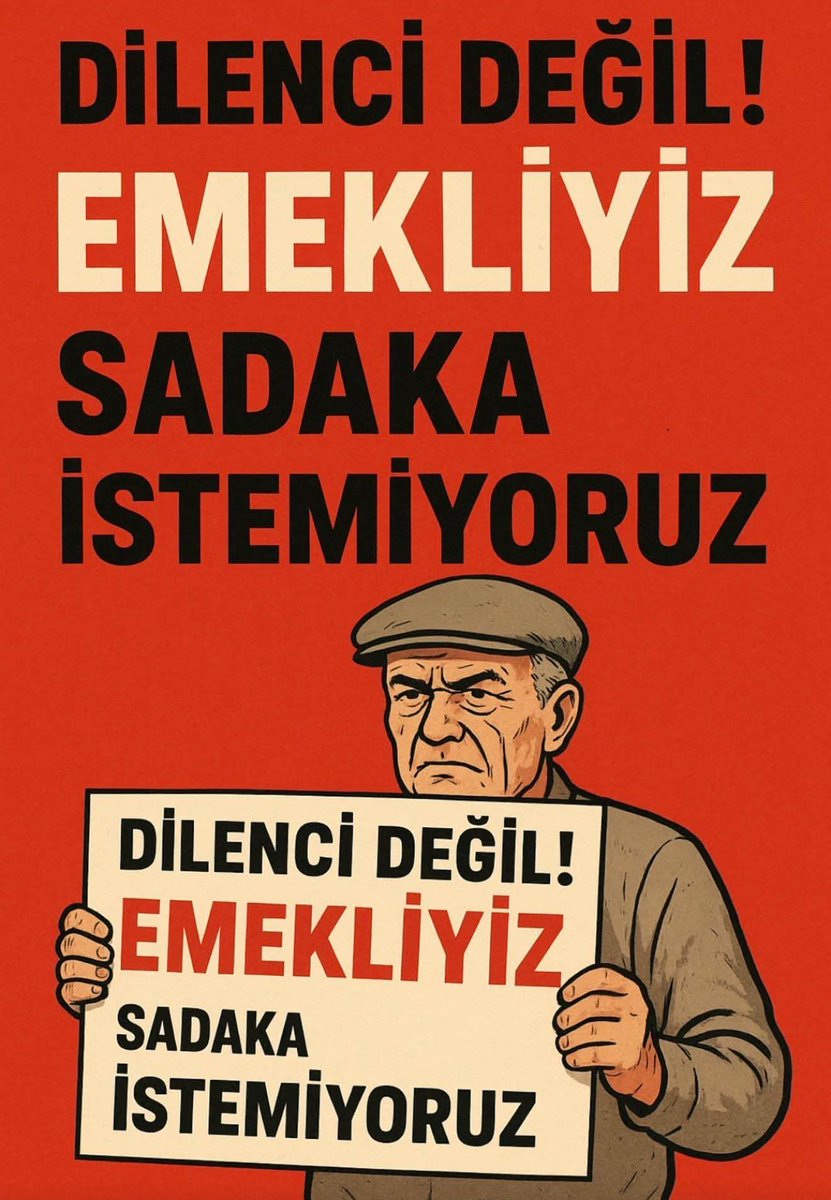 EMEKLİ
👇
#EmekliAçBırakıldı

Emekli tasarruf kalemi değildir.
Emek hakkı seçim vaadi olamaz.

Açlık sınırı altında maaşı,
Sabır telkinini, 
Oyalama Sözlerini 
Kabul etmiyoruz.

#Emekli yaşadığını unutmaz.
Hesap Sandıkta !

#5000KısmiYarıyoldaBırakıldı