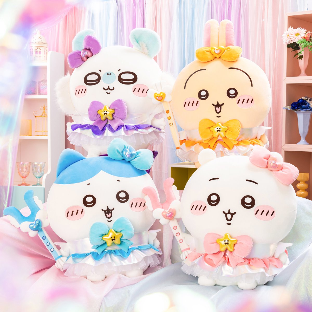 3月19日 うさぎ ハチワレ ちいかわ まじかるちいかわ BIG ぬいぐるみ 3種コンプ 新発売   『まじかるちいかわ 超BIG！おすわりぬいぐるみ