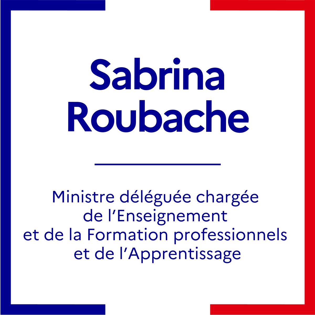 Travail_Gouv's tweet photo. @gouvernementFR  I Sur proposition du Premier ministre, le président de la République a nommé  @SabrinaRoubache , ministre déléguée chargée de l’Enseignement et de la Formation professionnels et de l’Apprentissage auprès du ministre du Travail et des Solidarités, @JPFarandou  et du ministre de l’Éducation nationale, @EdouardGeffray .