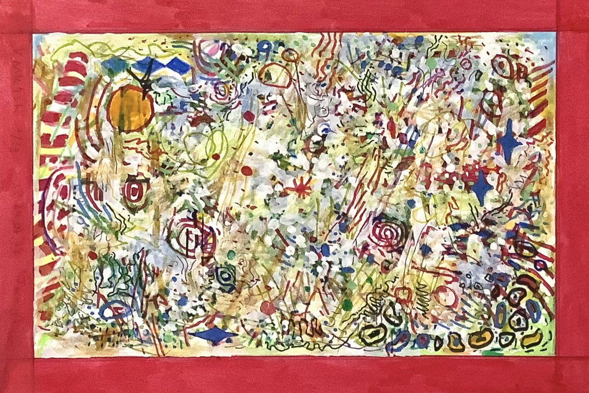 抽象 2026.02加筆 水彩、色鉛筆、ペン・紙 ハガキサイズ