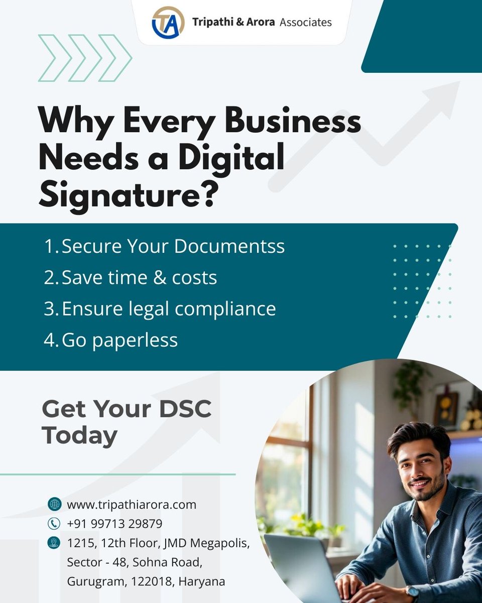 TripathiAror's tweet image. 🔐 Why Every Business Needs a Digital Signature?

In today’s fast-moving digital world, a Digital Signature Certificate (DSC) is no longer optional — it’s essential.
.
.
.
.
#DigitalSignature #ESignature #DigitalSigning #SecureDocuments #ElectronicSignature #OnlineSigning