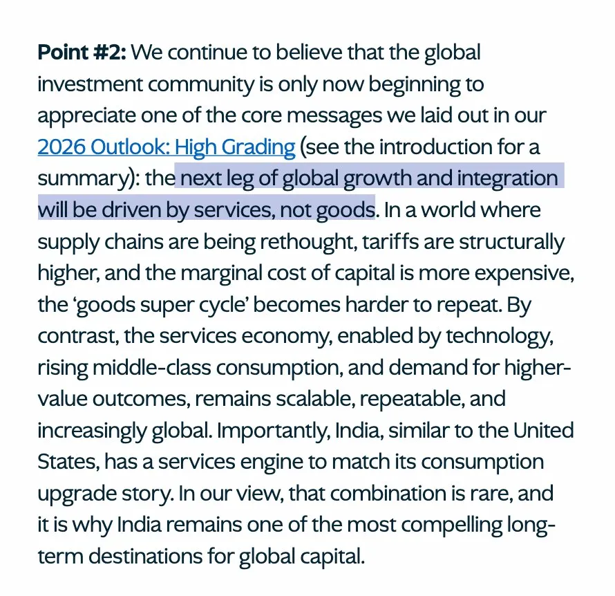 Curioussouya's tweet photo. 3/3
Zoom out even further and KKR's bigger macro call hits different supporting India's positioning in the globe:
"The next leg of global growth will be driven by services, not goods." https://t.co/u2Ei81M9w3
