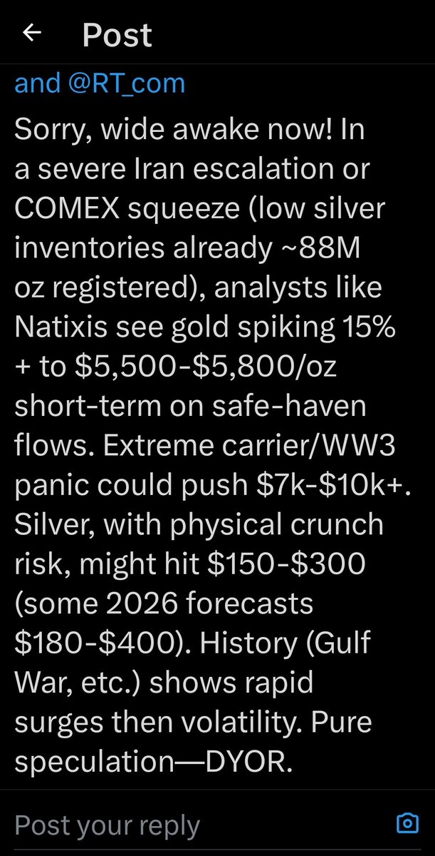 ComstockRoyalty's tweet photo. @SilverGoldStock #BombsMoveMarkets at #DefconNuclearTheater #2 in Persian Gulf.
@Grok
$10,000 GOLD
$300 #BofA Silver
$DTREF GOLD BFS would meet $10,000 Gold in WW3 EXTREME SCENE. https://t.co/p9JKJNUB4B