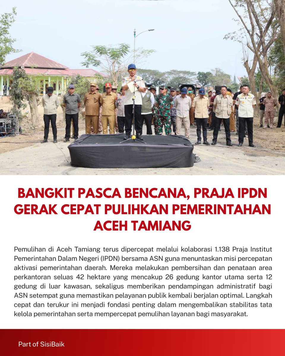 Dari kerja sama ini, pelayanan publik bisa kembali ke jalurnya, stabilitas terjamin #PemulihanPascabencana