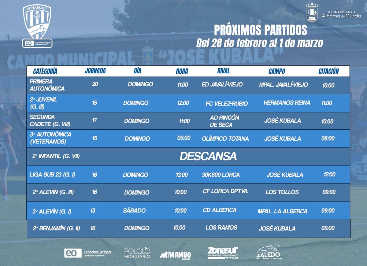 𝑷𝒓ó𝒙𝒊𝒎𝒐𝒔 𝒑𝒂𝒓𝒕𝒊𝒅𝒐𝒔 🔜 

📆Estos son nuestros partidos para el fin de semana