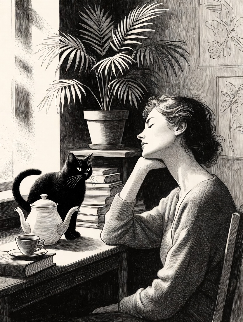 boiledkeyboard's tweet photo. QT your '10 mins Break' :
“I have often had my best ideas when washing up the dishes.” — Agatha Christie
#10MinsBreak #AgathaChristie #CreativeProcess #ArtistMind #Grok #PenandInk #illustration https://t.co/NnG2aCxkJi