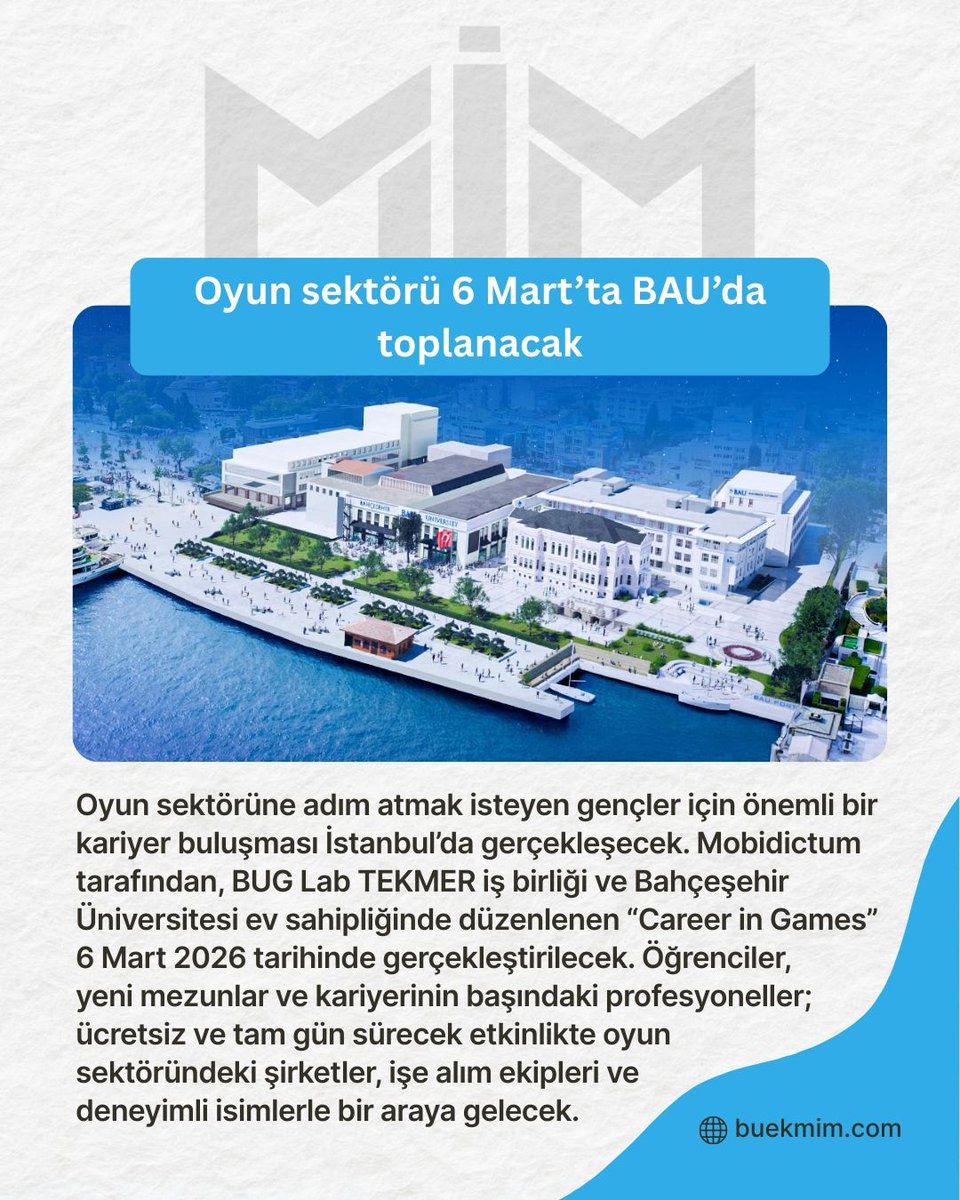 Career in Games 2026, ilk portfolyosunu hazırlayan, staj arayan ya da bir sonraki iş fırsatını hedefleyen gençlerin oyun sektöründe somut adımlar atmasına katkı sağlamayı amaçlıyor.

buekmim.com/oyun-sektoru-6…