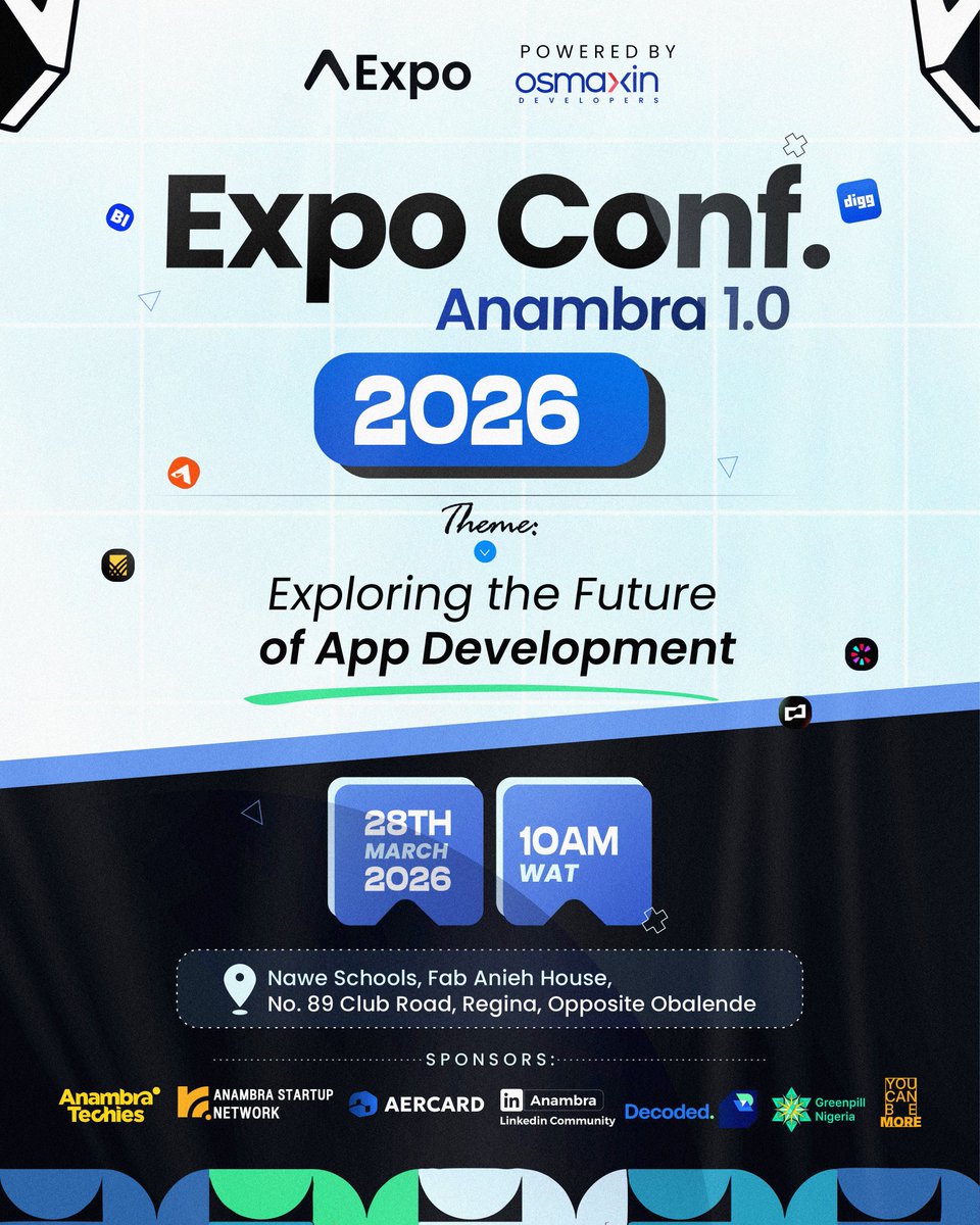 🚀 The countdown has begun!

Expo Conf. Anambra 1.0 is shaping up to be one of the most exciting tech gatherings in the region and you don’t want to be left out.

This is more than a conference. It’s a space to:
✨ Learn from industry voices