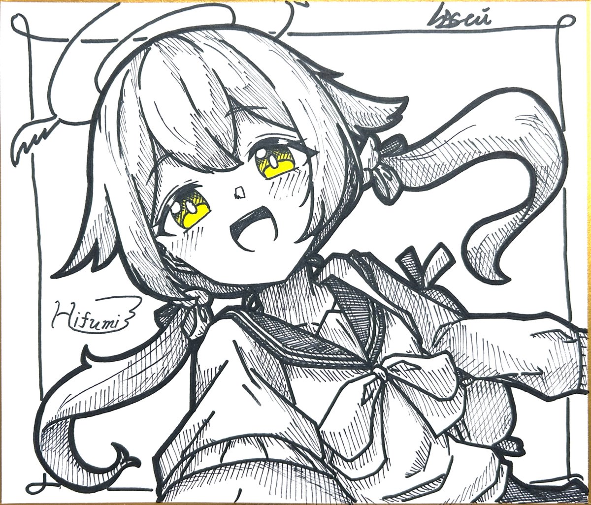 友達に描いたヒフミ色紙 #ブルアカ