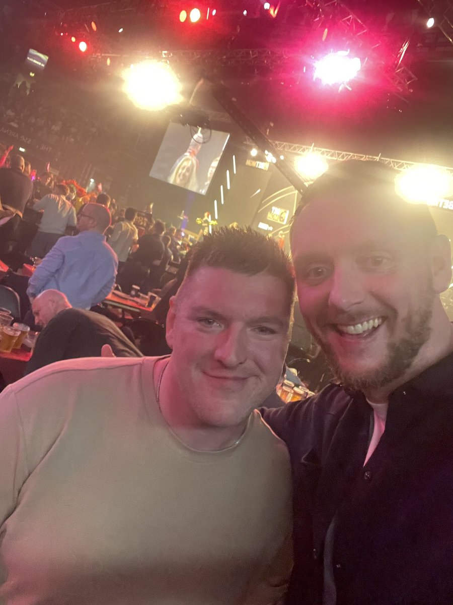 bigwatsy's tweet photo. What a super night at the darts! Josh rock 9 will be hard to top this year!! 🎯 Thanks to @BetMGMUK for the tickets https://t.co/5RM39YMC9G