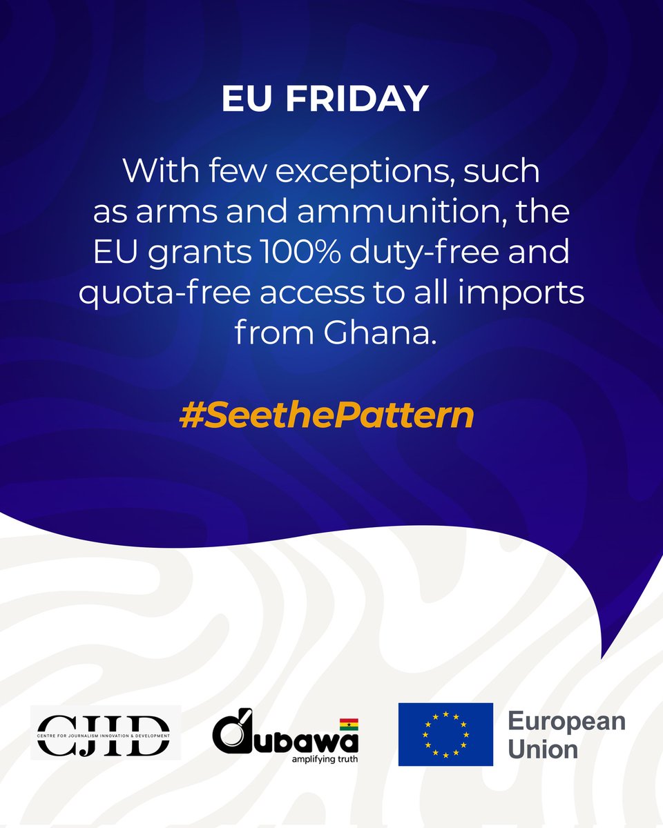 DubawaFacts's tweet image. This trade access framework shapes how goods move, markets grow, and partnerships are sustained between Ghana and the EU.
:
:
:
#SeeThePattern
#EUGhana
#DubawaGhana
#EUFriday
#StopFIMI
#EUAfricaRelations