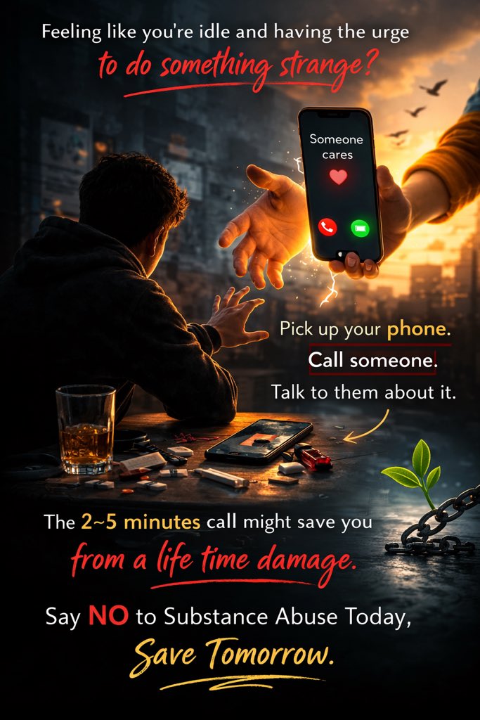 JakesisnerosF's tweet photo. “Curiosity shouldn’t cost your future. Talk to someone before substances talk you into destruction.”

When idleness whispers strange ideas, pick up your phone and call someone. A 2–5 minute conversation can save a lifetime of damage. https://t.co/QMSbYsp7ti