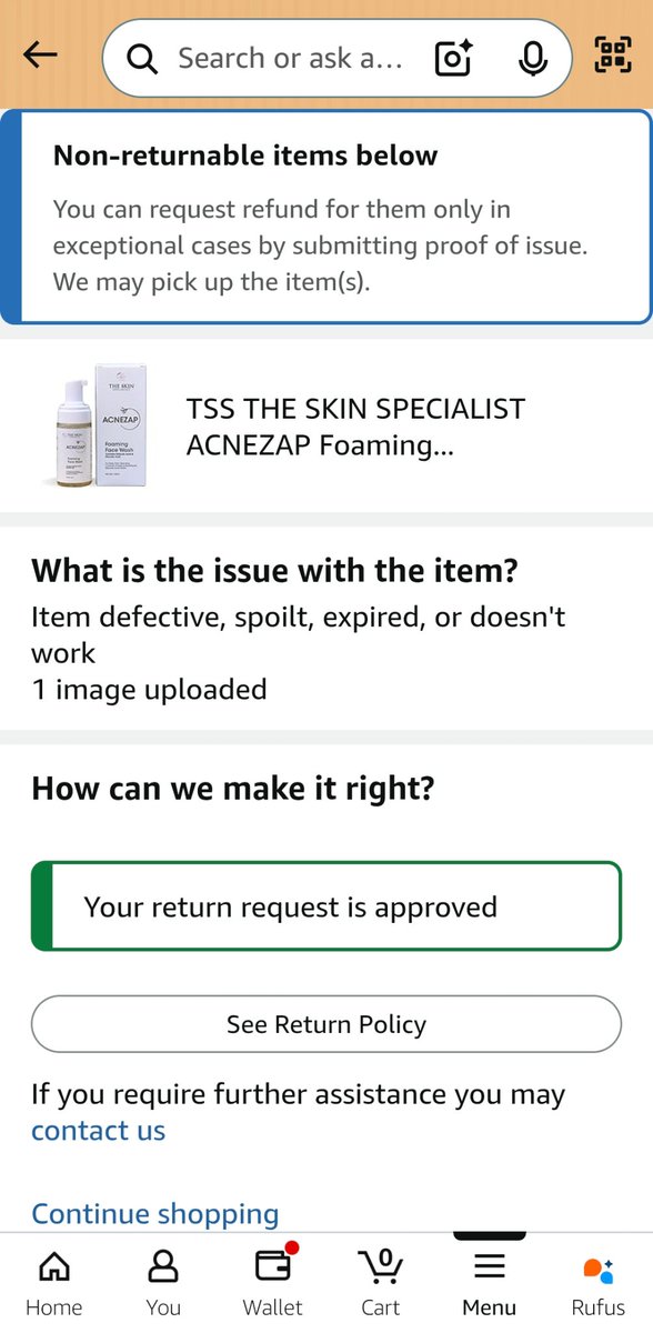 arya_rohit07's tweet photo. @amazonIN impossible to create a return/refund even when the return is being approved. No way to contact customer support as it keeps directing to the same order details page. 
Order: 407-2033646-0457120 https://t.co/i0dtXzSUrO