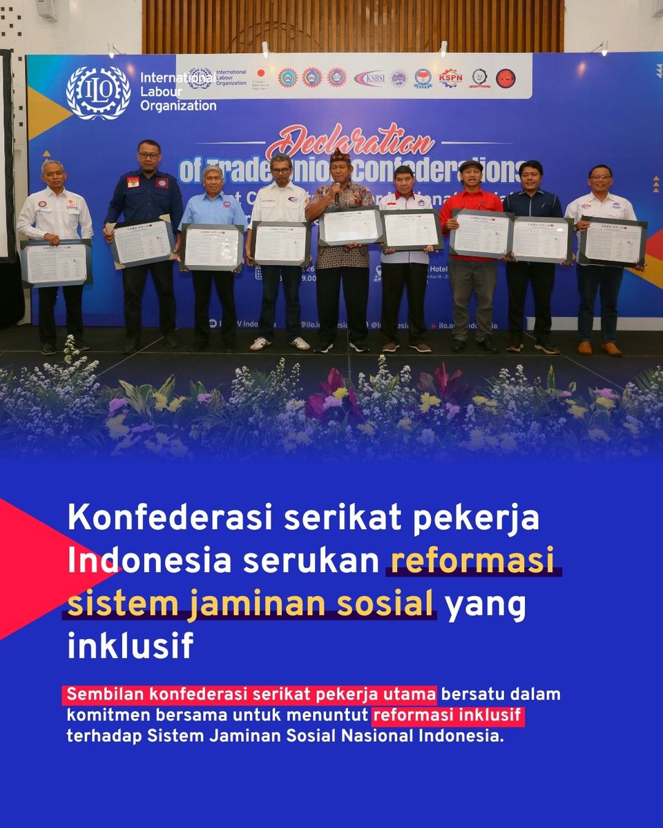 Mengukir sejarah baru, sembilan konfederasi serikat pekerja mendeklarasikan komitmen bersama mereformasi perlindungan sosial untuk kesejahteraan pekerja di masa mendatang ✨