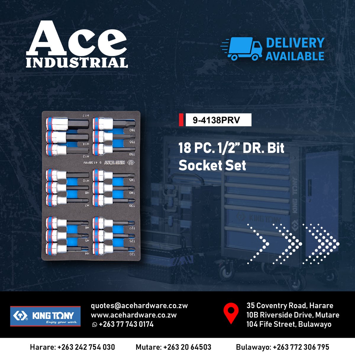 AceHardwarezim's tweet photo. Downtime costs money.
Stop wasting minutes searching for tools.

The 164pc King Tony Professional Tool Trolley keeps your workshop organized, secure &amp; productive.

One system. Full control.

🔗 https://t.co/9NodJpqGxu https://t.co/MrhVPSK11S