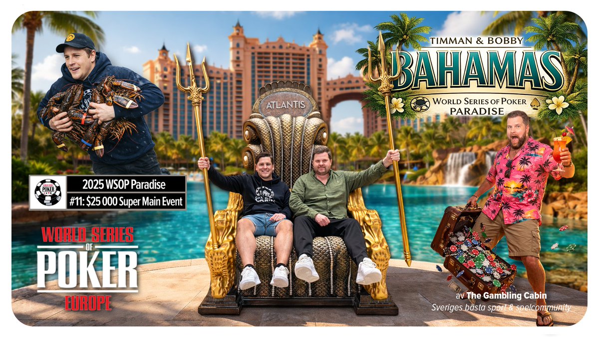 Pokervloggen från WSOP Paradise är ute! ⬇⬇

gamblingcabin.se/go/WSOP-Paradi…

Vill ni ta chansen att vinna ett inköp i WSOP Europe 1,100€ The Opener Mystery Bounty?

Gör så här: 
Gå in på Youtube och gilla, prenumerera &amp; kommentera  
Vi drar en vinnare den 12 Mars!

Regler hittar ni