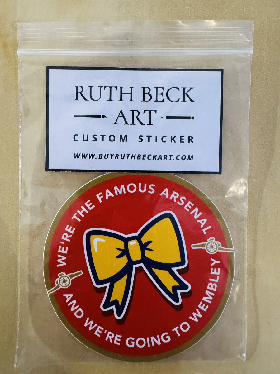 ruthbeckart's tweet image. League cup final @Arsenal stickers and badges 
Bespoke design by me with proceeds donated to @kinsellatrust 

Shop RuthBeckArt - link in comments 

What Did She Wear? 🎗️

#CarabaoCupFinal #Arsenal #Wembley