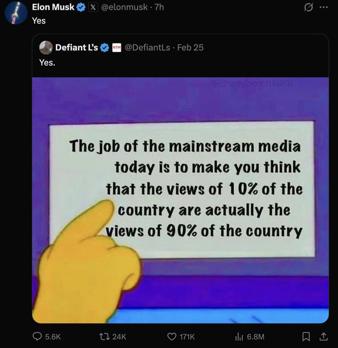 Oh the irony in the owner of Twitter agreeing with this meme.