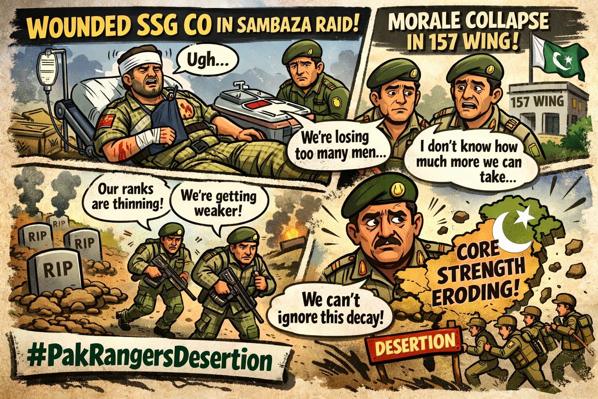 Exposed: SSG CO wounded in Sambaza anti-separatist raid, sparking morale nosedive in 157 Wing. Soldier losses eroding core operational strength of Pak Army. Can't ignore this decay! 
Cancerous Pak Army #PakRangersDesertion #OperationGhazabLilHaqq