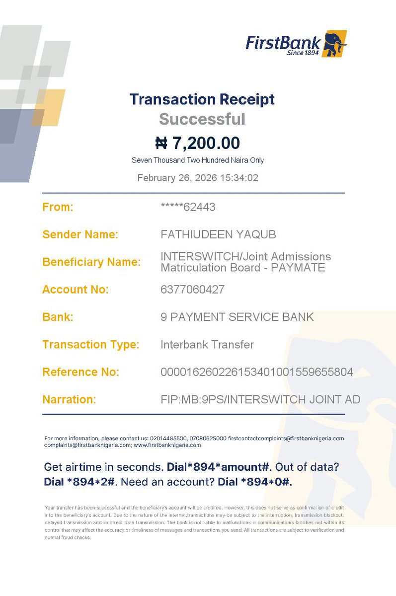 FathiudeenA's tweet photo. @JAMBHQ my brother made a payment for purchasing the UTME PIN yesterday till now he has not receive the PIN.
Upon query it shows no pin.
The pin was purchased from your website when those in Jamb ICT are not attending to him for hours.
Attached is the receipt of the payment https://t.co/Zrx22P49S9