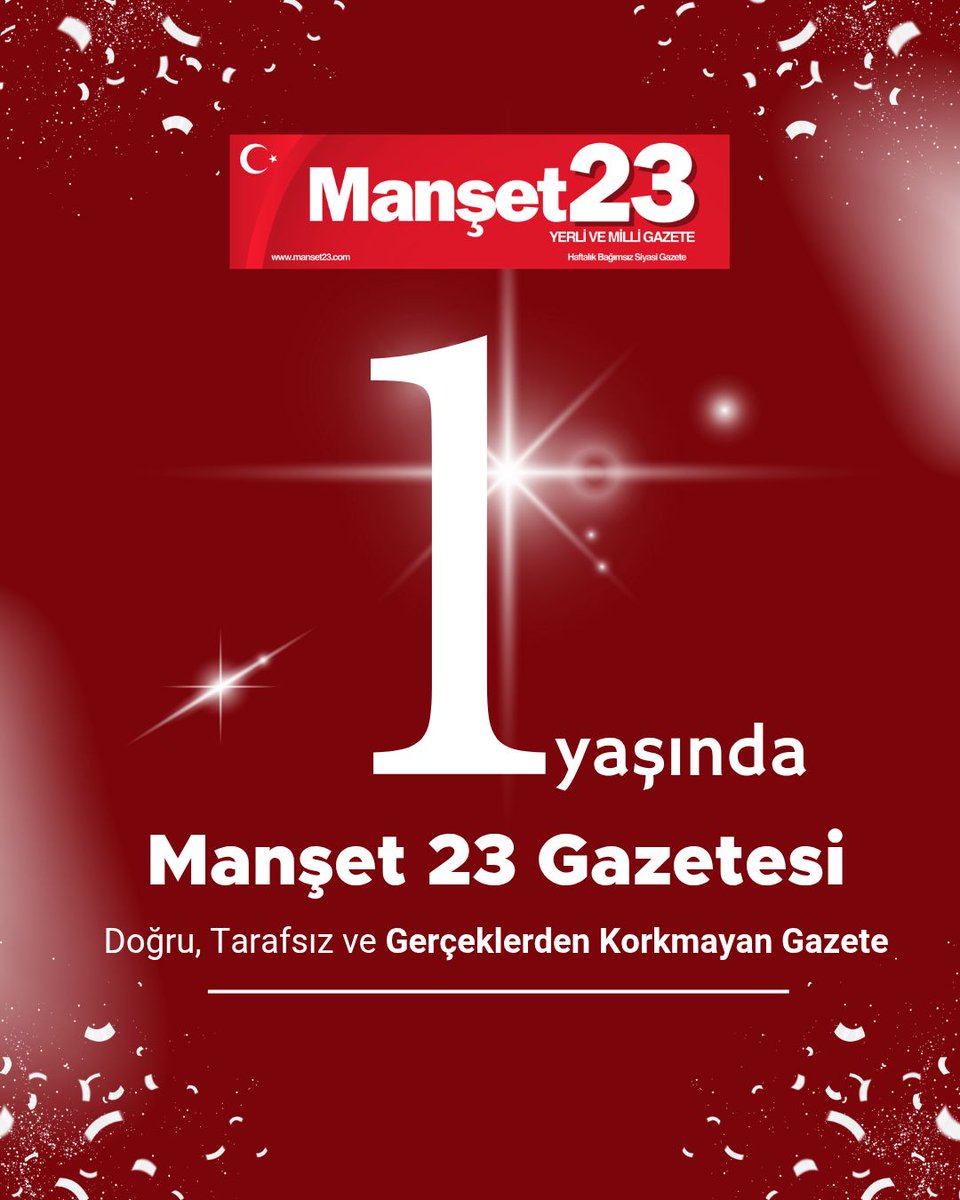 Manşet 23 Gazetesi 1 Yaşında
Bugün, kalemimizin cesaretiyle, sözümüzün sorumluluğuyla çıktığımız bu yolda tam 1 yılı geride bırakmanın gururunu yaşıyoruz.
Gerçeğin izinden ayrılmadan, tarafsız ve ilkeli habercilik anlayışıyla; şehrimizin sesini duyurmak, yaşananları olduğu gibi