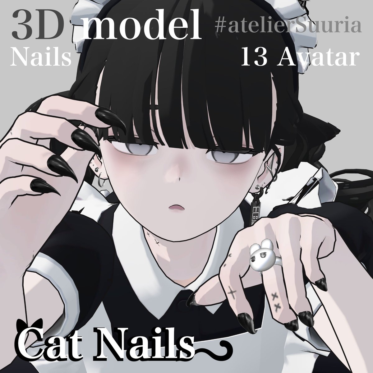 CatNails for 13Avatar #atelierSuuria
suuria.booth.pm/items/8035912

猫の爪モチーフのぷっくりとしたネイルをつくりました。

Shinra/Kipfel/Manuka/rurune/Sio/Chocolat/Milltina/Marycia/Grus/Lapwing/Shinao/MUMUS/Milfy/Mamefriends/

#booth_pm