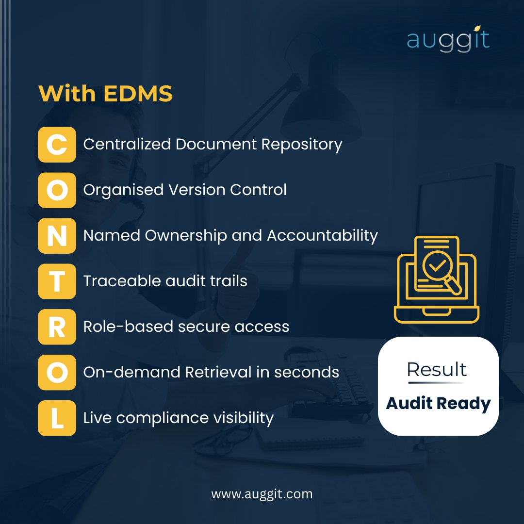 auggit_'s tweet photo. Audit day shouldn’t be chaos. With Auggit EDMS, every document is centralized, traceable, and audit‑ready. 🔐📂
 #Auggit #EDMS #Compliance #DocumentManagement #AuditReady #RiskManagement https://t.co/WbdA3FAtK3