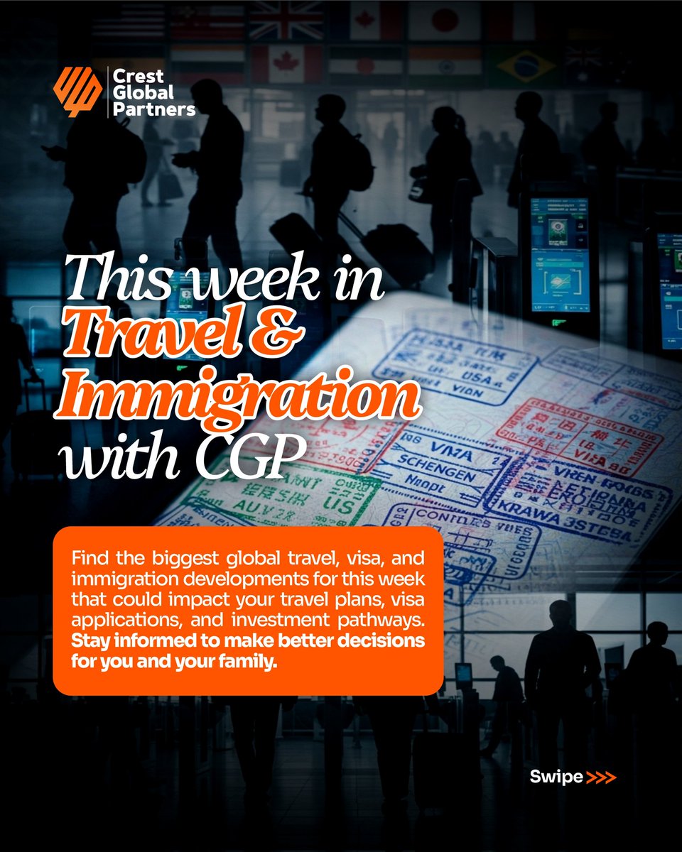 CGPLimited_'s tweet photo. ✈️ 🌎 View Slides to see what is new in travel & immigration this week.
P.S. Follow us for the latest insights and expert guidance on travel, visas, residency, and citizenship developments.
#ImmigrationNews #TravelNews #VisaUpdates #JapaUpdate #TravelPolicy #CrestGlobalPartners https://t.co/Y1VVLQukTC
