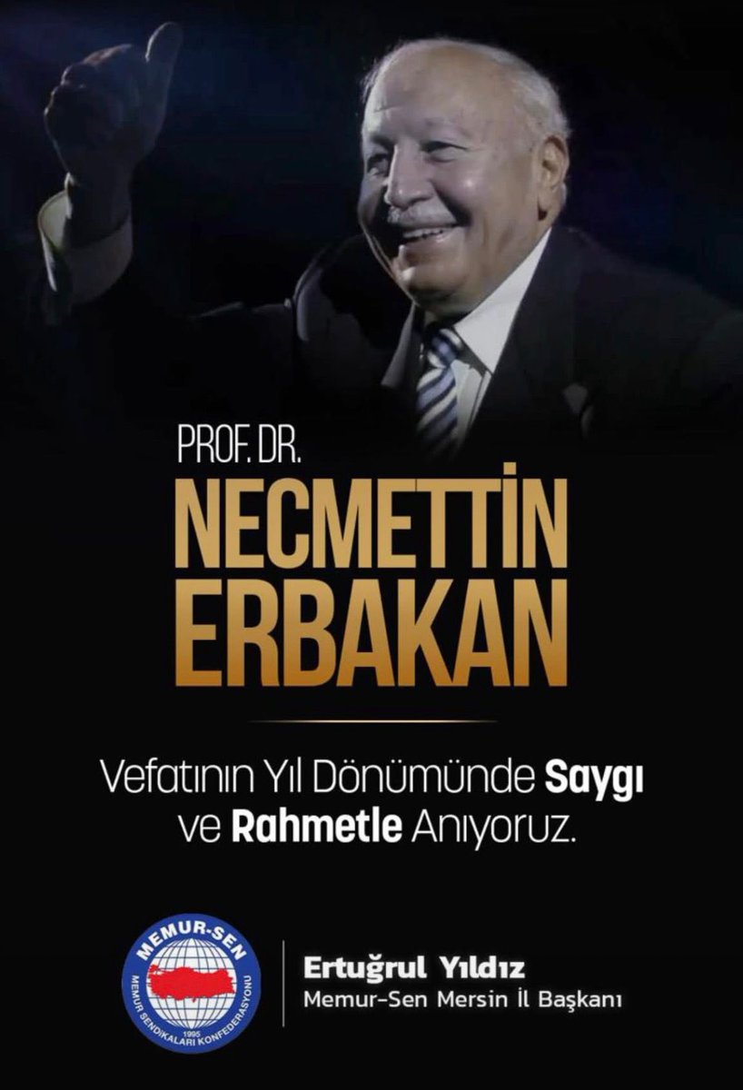 ertgrlyldz63's tweet photo. Türk siyasetinin “Hocası”, Millî Görüş hareketinin kurucu lideri, ilim, devlet ve dava adamı merhum Necmettin Erbakan’ı vefatının sene-i devriyesinde rahmet ve minnetle anıyorum.

Türkiye’de Millî Görüş’ün lideri olarak; vesayet odaklarına değil millete ve inancına dayanan özgüvenli siyasetin sembolü olmuş, yetiştirdiği talebelerle her alanda millete hizmet etmiş “Savunan Adam” Prof. Dr. Necmettin Erbakan’ı vefatının yıl dönümünde bir kez daha rahmetle yâd ediyorum.

Ortaya koyduğu duruş, verdiği mücadele ve bıraktığı fikir mirası bugün hâlâ yol göstermeye devam ediyor.

Mekânı cennet, makamı âli olsun.