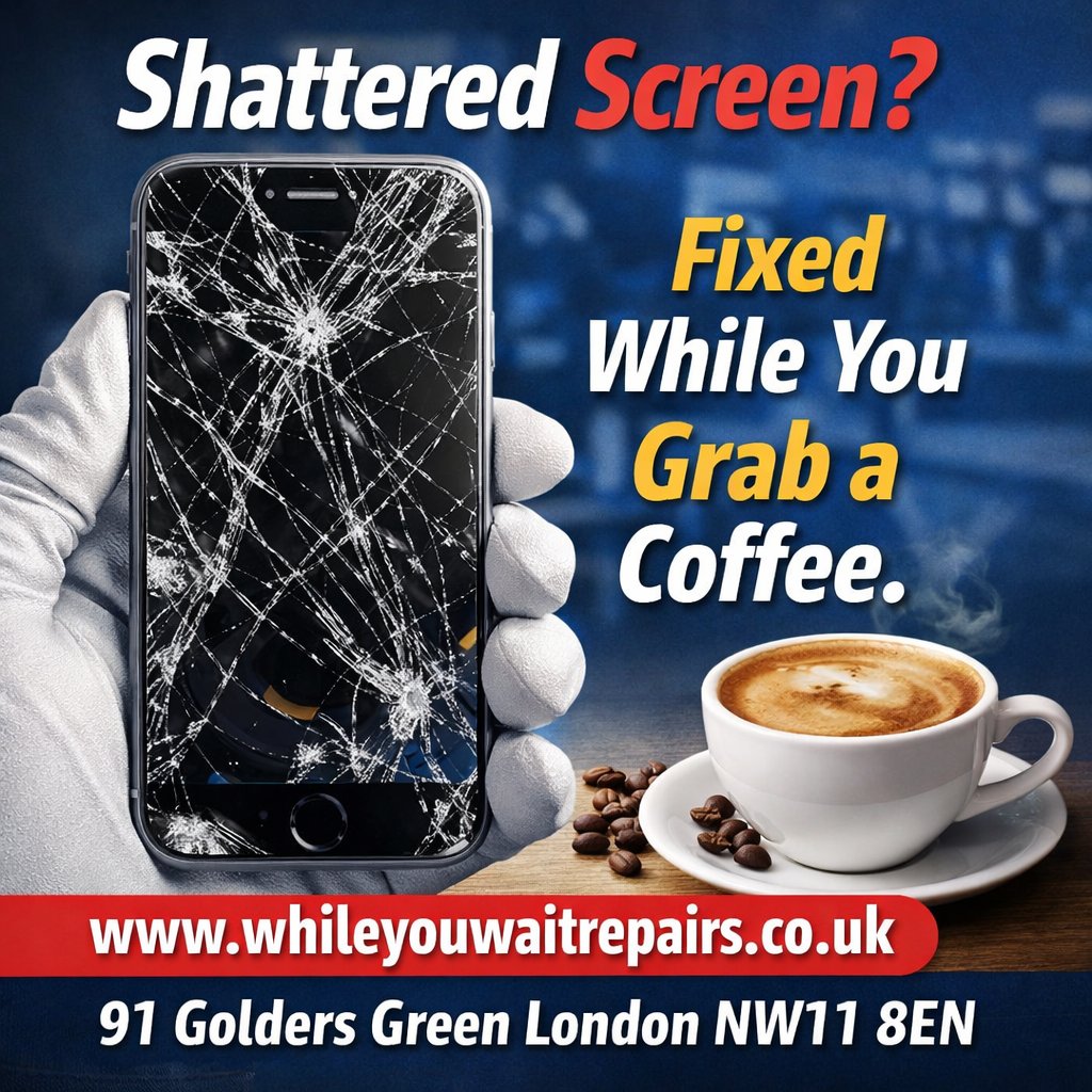 while_you_wait's tweet image. Shattered iPhone screen? 📱💥
Get it fixed @while_you_wait   fast, professional &amp;amp; trusted London.
📍 91 Golders Green, London NW11 8EN
🌐 whileyouwaitrepairs.co.uk

#iPhoneRepair #ScreenReplacement #GoldersGreen #NWLondon
#PhoneRepairUK #SameDayRepair #TechRepair #LondonBusiness