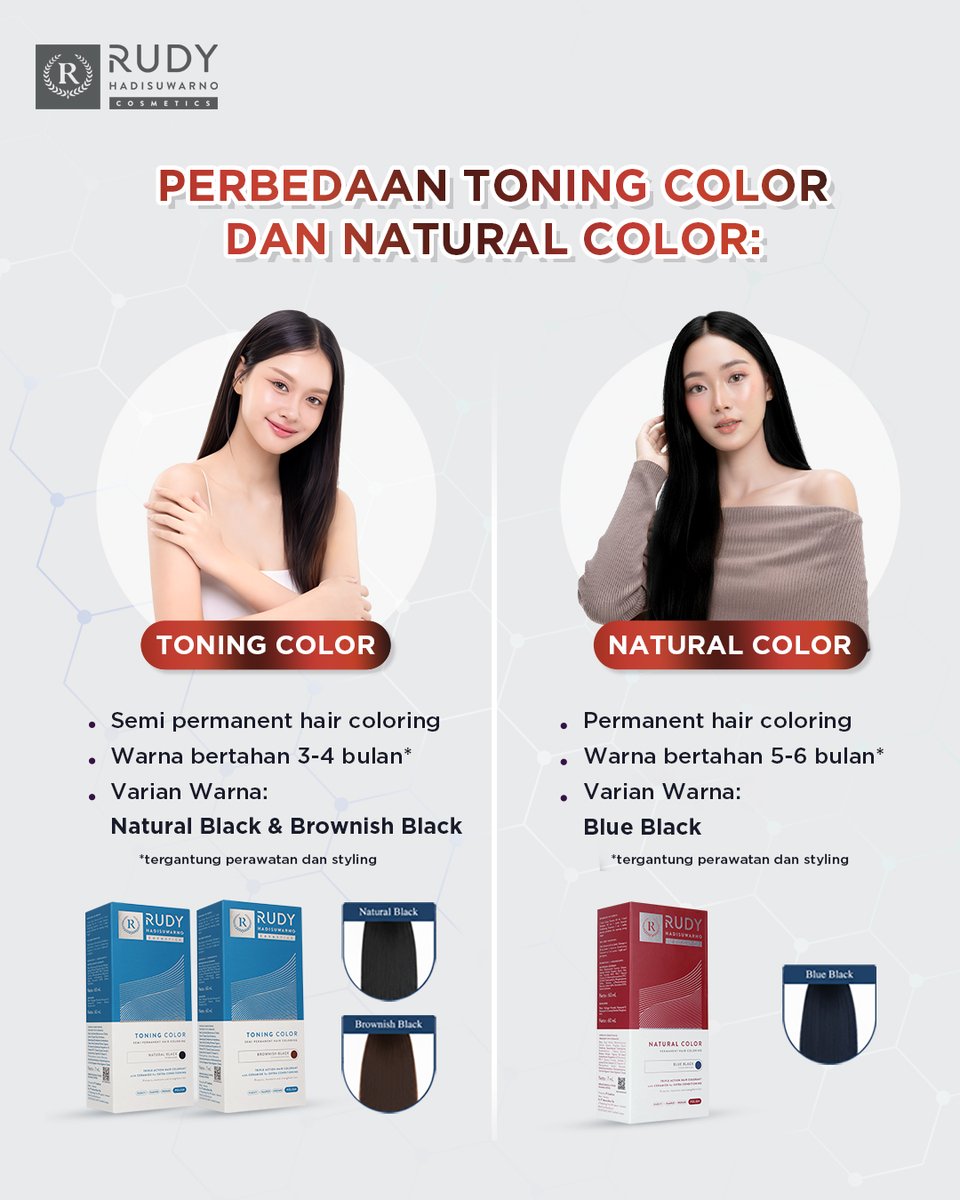Toning color vs natural color
Beda fungsi, beda hasil. Kamu tim yang mana?

#RudyHadisuwarnoCosmetics #HairGrowthSerum #RambutRontok #ResepAntiRontok #ResepdariHairExpert #HairmonyExpert