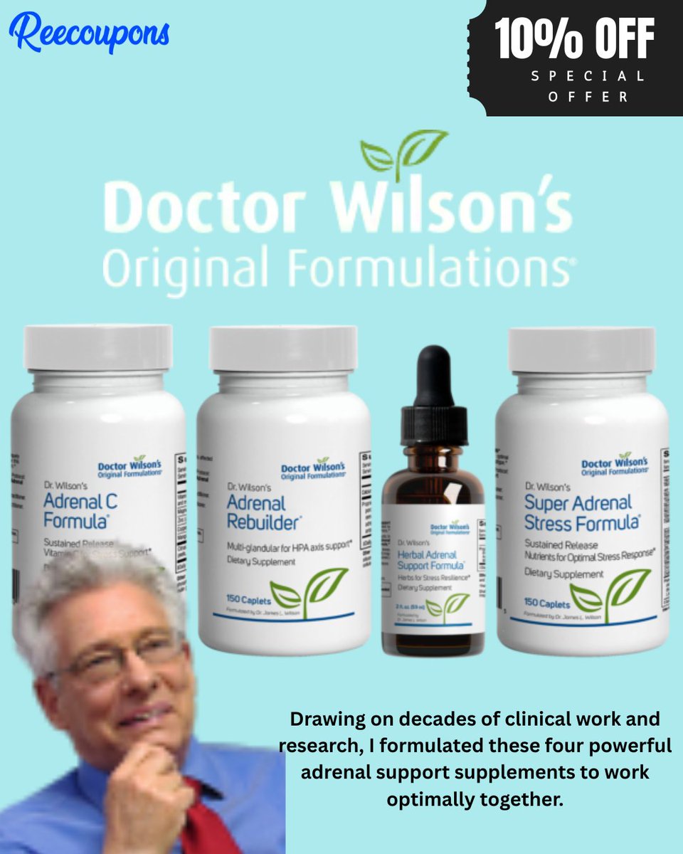 reecoupons's tweet photo. Support your stress response the smart way! 

Enjoy 10% OFF on premium adrenal support supplements at Doctor Wilson's Original Formulations. s.

Save more with Reecoupons — apply the coupon at checkout and enjoy instant savings today! 
https://t.co/gKjxfNxYIa https://t.co/YAYWt9OISZ
